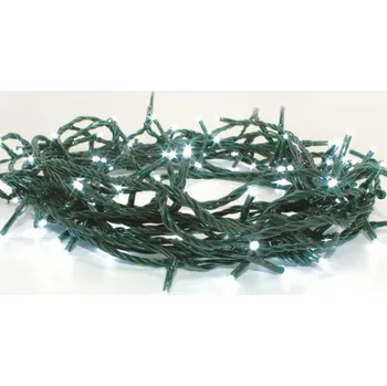 Venkovní osvětlení ACA Lighting 300 LED řetěz po 5 cm studená bílá, 220-240V + prodloužitelný max 2 sady, IP44 15m zelený kabel X08300211