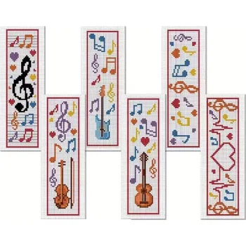 Sada na výrobu vyšívaných záložek - hudební motivy