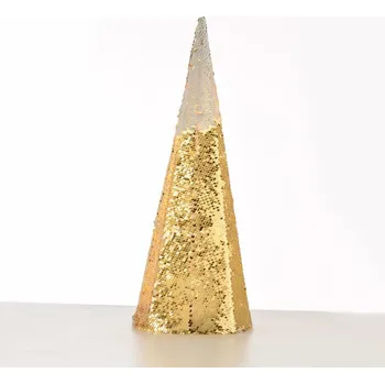 Vánoce ACA Lighting šampaň zlatá + bílá dekorační kuželový strom 35 WW LED na baterie 3xAA, IP20 pr.27.5x90cm X1135118