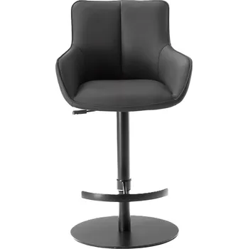 Barová židle Černá kožená barová židle Fitzgerald 54 x 92-112 x 55 pravá kůže, kov