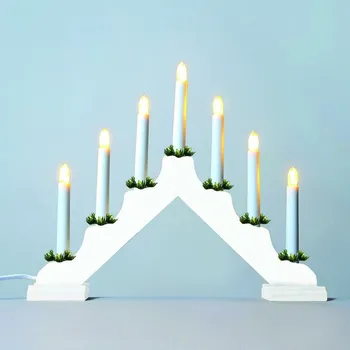 Svícen Adventní svícen LED 2262-210 dřevěný bílý, 7x34/0,2W KONST