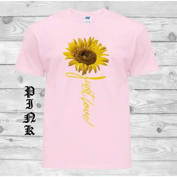 Pánské tričko levne-bavlnene-tricko-potisk-kvetiny-slunecnice Barva: Pink - růžová, velikost: L