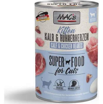Krmivo pro kočku MAC's Cat Kitten telecí maso a kuřecí srdíčka 6 × 400 g