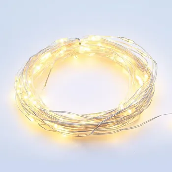 LED páska ACA Lighting 20 LED dekorační řetěz WW stříbrný měďený kabel na baterie 2xCR2032 IP20 2m+10cm 1.2W X0120113
