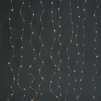 Vánoční osvětlení ACA Lighting Vánoční osvětlení 400 LED záclona teplá bílá stříbrná měděný drát USB napájení+dálkové ovládání 2x2m+3m X0140011712