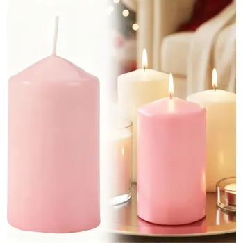Svíčka SVÍČKA VÁLEC RŮŽOVÁ 60/150 SVĚTLE RŮŽOVÁ PARAFÍNOVÁ