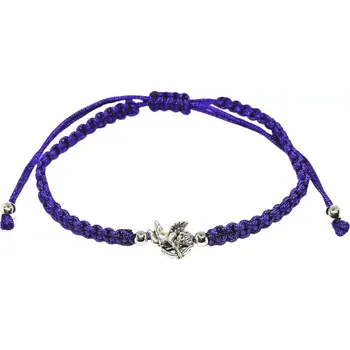 Náramek Provázkový ochranný náramek fialkový s andělem