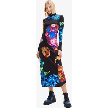 Dámské tričko Modro-černé dámské vzorované maxišaty Desigual Arles - Lacroix - Dámské DESIGUAL černá 2426735