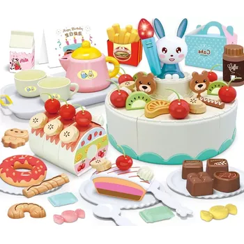 Dětská kuchyňka Woopie cukrárna – narozeninový dort na krájení a čajová sada, 85 dílů