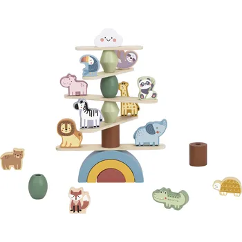 Dřevěná hračka Tooky Toy Balanční hra Zvířata Pastel