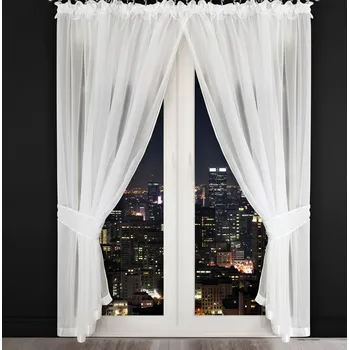 Záclona Dekorační dlouhá záclona SANDRA bílá 400x250 cm MyBestHome CENA JE ZA PRAVÝ A LEVÝ ŠÁL