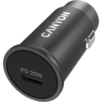 CANYON auto nabíječka C-20, 1x USB-C (PD 20W), vstup 12V-24V