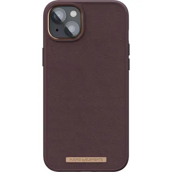 Pouzdro na mobilní telefon Njord Genuine Leather Case iPhone 14 Plus, Dark Br