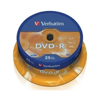 Optické médium DVD-R Verbatim 16x spindl po 25ks