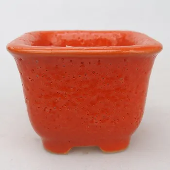 Květináč Keramická bonsai miska 6,5 x 6,5 x 5 cm oranžová