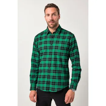 Pánská košile JP1880, Plus size Kostkovaná košile JP1880, dlouhé rukávy, Kent límeček, Modern střih, do 8XL pro plnoštíhlé nadměrná velikost, 842986442-1452, zelený, 3XL, Plus size oblečení, Oblečení pro vysoké muže, Nadměrné velikosti, Oblečení pro plnoštíhlé.