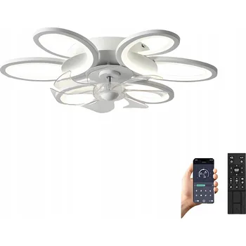 Stropní svítidlo AjieQaQ s 3-bodovým ventilátorem LED 90 W, stmívatelná, bílá