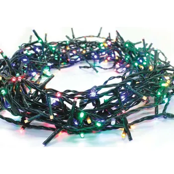 Venkovní osvětlení ACA Lighting 100 LED řetěz po 5 cm multicolor, 220-240V + 8 programů, IP44 5m zelený kabel X08100311