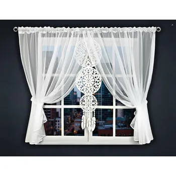 Záclona Dekorační krátká záclona s řasící páskou APACHE II. s lapačem snů bílá 400x150 cm MyBestHome CENA JE ZA PRAVÝ A LEVÝ ŠÁL