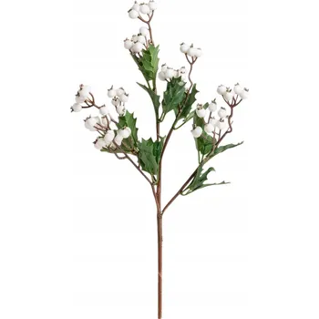 Vánoční dekorace Umělá jeřábová Větvička 48 cm bílé koule vánoční dekorace dekorace