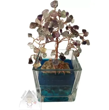 Drahý kámen Dubový skřítek Stromeček štěstí ve skle – Fluorit (2)