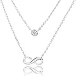 JK Silver Stříbrný náhrdelník Nekonečno s bílým zirkonem – kolekce White Stone