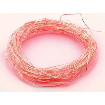 Venkovní osvětlení ACA Lighting 100 LED dekorační řetěz červená stříbrný měďený kabel 220-240V + 8 funkcí IP44 10m+3m 1.8W XSW100RAF44
