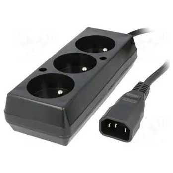 Napájecí kabel OEM Napájecí redukce 230V k UPS - 1x IEC C14 na 3x CEE 7/5 (FR / CZ), max.10A, délka 30 cm