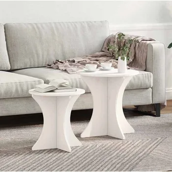 Konferenční stolek vidaXL Konferenční stolek 2 pcs Bílá Masivní borovicové dřevo [873566]