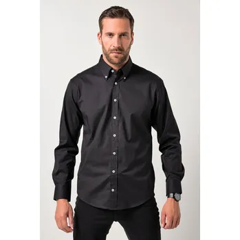 Pánská košile JP1880, Plus size Košile JP1880, FLEXNAMIC®, lílmeček s knoflíky, Modern Basic střih, do 7XL pro plnoštíhlé nadměrná velikost, 842987100-1907, černý, 8XL, Plus size oblečení, Oblečení pro vysoké muže, Nadměrné velikosti, Oblečení pro plnoštíhlé.