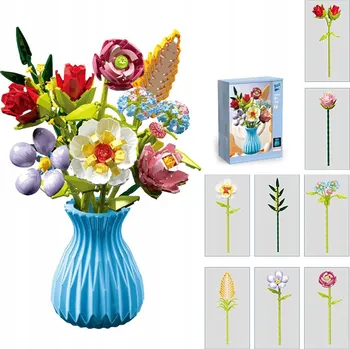 ostatní stavebnice VÁNOČNÍ DÁREK SADA PRO STAVEBNICE FLOWER BOUQUET RŮŽE 730 KUSŮ