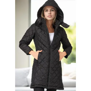 Z9654 DEWBERRY WOMEN'S COAT-BLACK dewberry černá | bílá 3464407