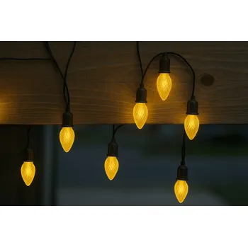 Venkovní osvětlení LED VENKOVNÍ souprava Šiška žlutá, možnost prodloužení, černá kabeláž + napájecí trasformátor