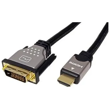 Video kabel Roline DVI-HDMI kabel, DVI-D(M) - HDMI A(M), černostříbrný, 7,5m