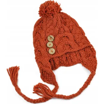 Čepice Zimní čepice Szaleo s klapkami na uši, oranžová, univerzální velikost