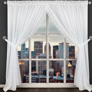 Záclona Dekorační záclona CATERINA LONG bílá 400x250 cm MyBestHome CENA JE ZA PRAVÝ A LEVÝ ŠÁL