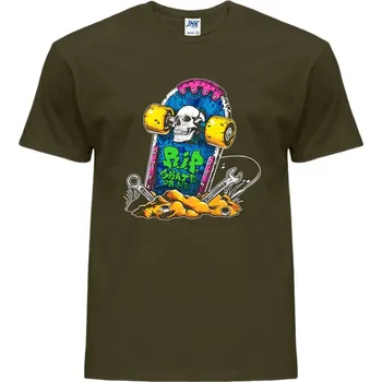 Pánské oblečení panske_levne_tricko_potisk_RIP_skate Barva: Khaki, velikost: XS