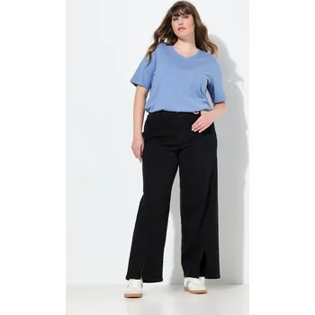 Dámské džíny Ulla Popken, Plus size Barelové džíny, široké nohavice, ozdobné švy, komfortní pas pro plnoštíhlé nadměrná velikost, 843311130-1007, černý, 42, Nadměrné velikosti, Plus size oblečení, Oblečení pro boubelky, Oblečení pro baculky, Oblečení pro plnoštíhlé, O