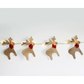 Vánoční dekorace ACA Lighting sobi, 20 mini LED WW stříbrný měďený drát dekorační řetěz na baterie (3xAA), IP20, 180+30cm, čirý přívodní kabel X05201116