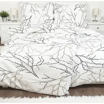 Povlečení Krepové povlečení Větvičky bílé Zapínání: knoflík, Velikost polštáře: 70x90, Velikost přikrývky: 140x260
