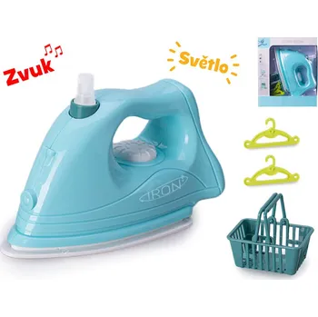 Panenka MikroTrading Žehlička 16cm na baterie se světlem a zvukem a doplňky v krabičce