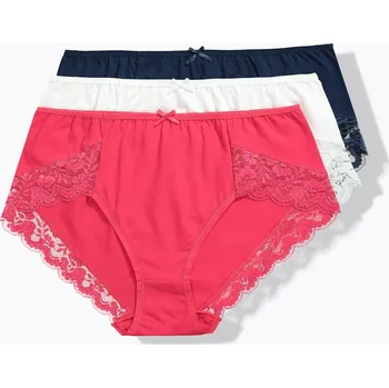 Dámské spodní prádlo Ulla Popken, Plus size Kancelářské kalhotky, 3-balení, speciální detaily, pro dlouhé sezení pro plnoštíhlé nadměrná velikost, 843947139-1132, modrý, 58/60, Nadměrné velikosti, Plus size oblečení, Oblečení pro boubelky, Oblečení pro baculky, Oblečení pro p