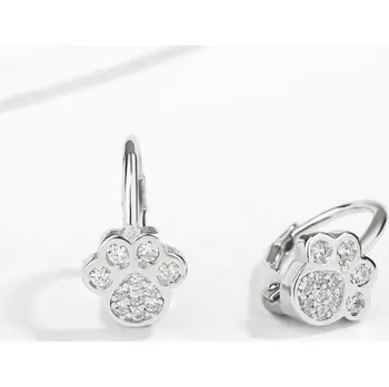 Náušnice JK Silver Stříbrné náušnice Tlapičky s bílými zirkony – kolekce White Stone