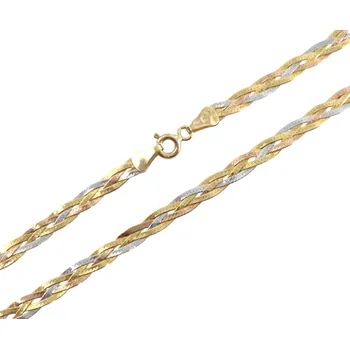 Náhrdelník Náhrdelník proplétaný tříbarevný, 43 cm, 4,77 g, Au 585