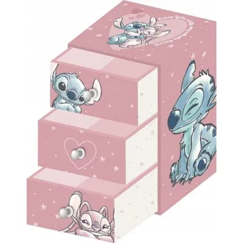 Detská komodka so zásuvkami Lilo & Stitch - ružová, 9,5×7×15 cm (WD17516)