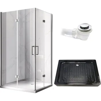 BPS-koupelny Obdélníkový sprchový kout HYD-OK12B 100x80 chrom/transparent + vanička HYD-OSV-SXL03C černá