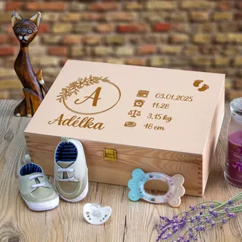 Dárkový potravinový koš Dárek k narození dítěte 34x25 cm