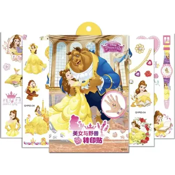 Odstranitelné tetování Dětské dočasné tetování - DISNEY PRINCEZNY - KRÁSKA A ZVÍŘE - PRINCEZNA BELLA - 4 ks (Značka: TAKARA TOMY)