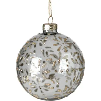 Vánoční dekorace Transparentní skleněná vánoční koule 8 cm - sada 4 ks