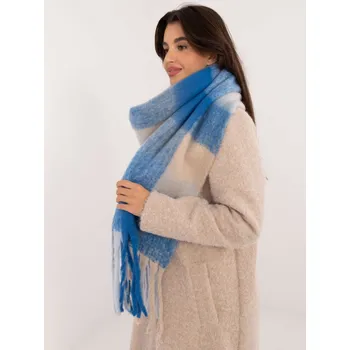 Šála Elegantní modrá šála s kostkovaným vzorem AT-